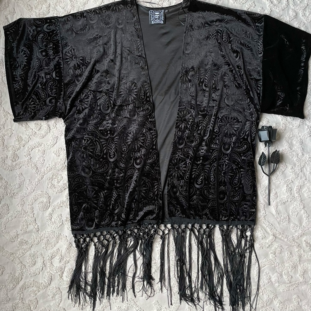Gothic Killstar Deathmoth Fern Celestial Velvety Kimono xs-small
